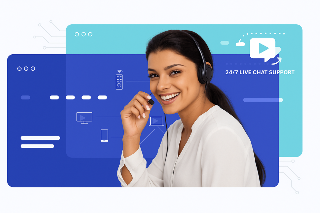 Stop the Buffering with IPTVBOOM | Premium IPTV Support & Stable Streaming 4 IPTVBOOM expert support team helping customers resolve buffering issues, improve streaming performance, and enjoy a smooth IPTV viewing experience with reliable technical assistance.