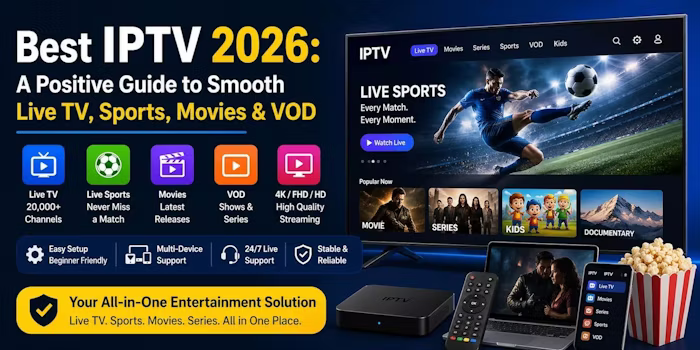 Live TV channels Sports streaming (football, UFC, NBA, NHL) Movies and TV shows on demand Multi-device support (Smart TV, Firestick, Android, iOS)
